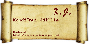 Kopányi Júlia névjegykártya