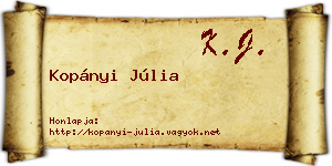 Kopányi Júlia névjegykártya